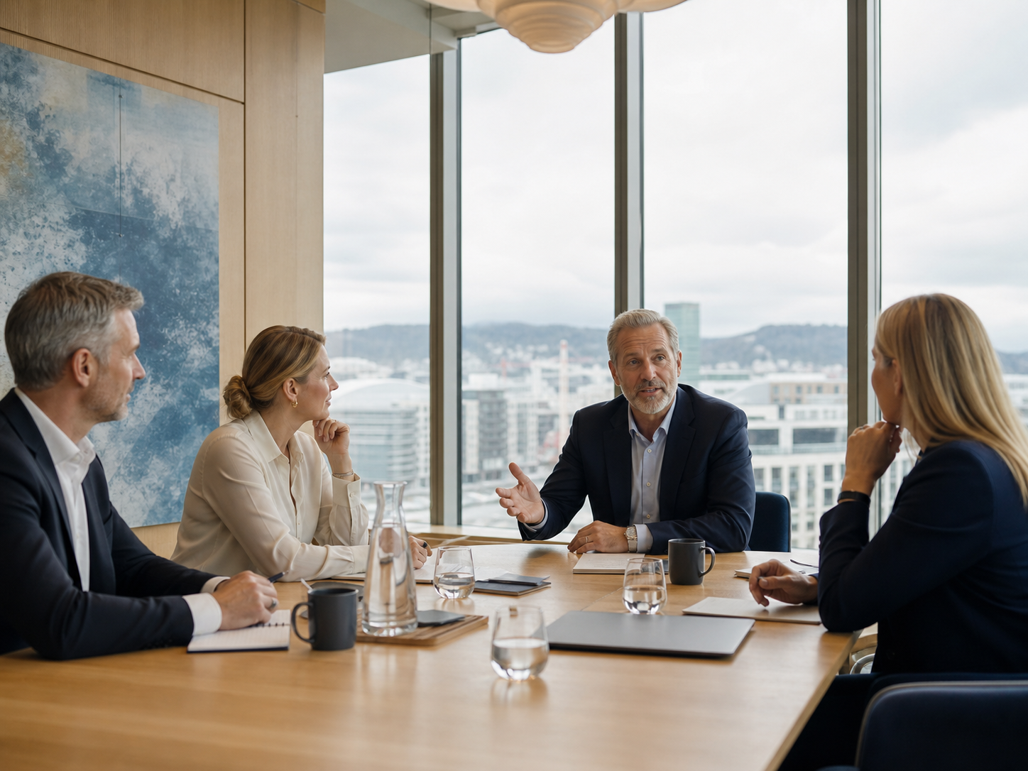 Experienced interim leader in a strategic leadership meeting