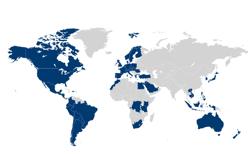 Map of Xsperto's global partner network across more than 60 countries