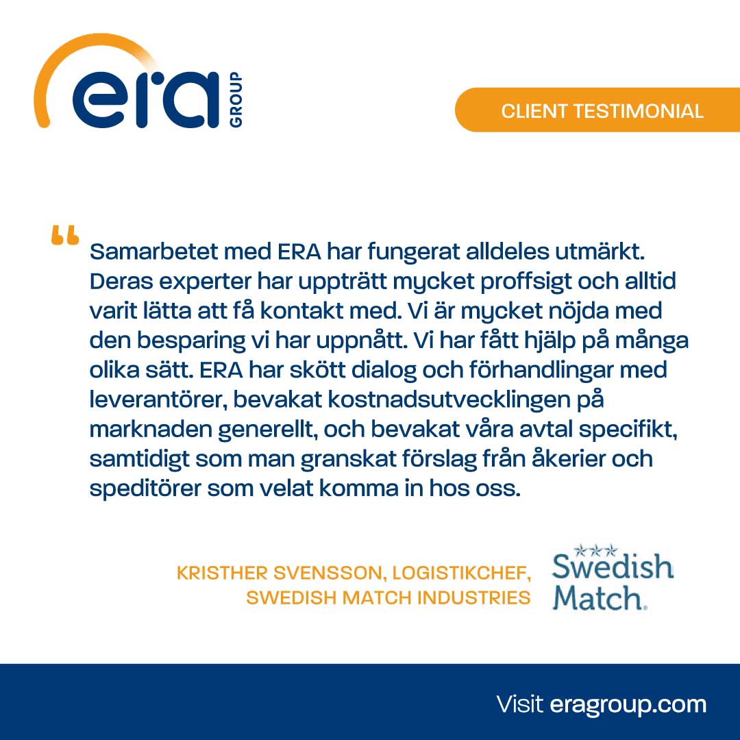ERA Group client reference for Swedish Match logistics